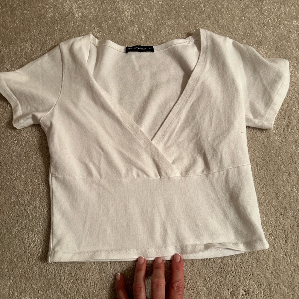 Brandy Melville white mid drift t shirt